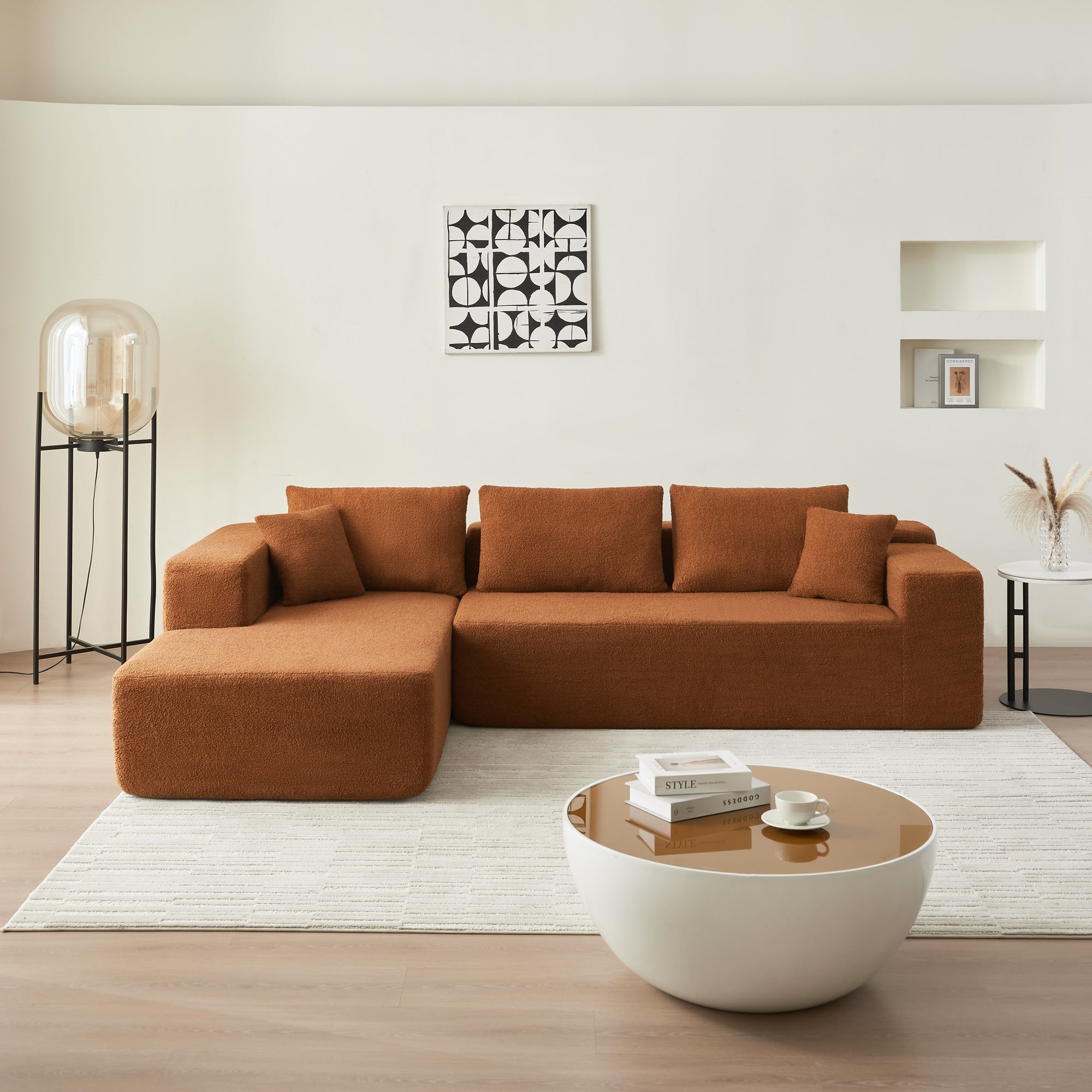 Lusaka 4-Seat Modern Sectional Sofa in Orange