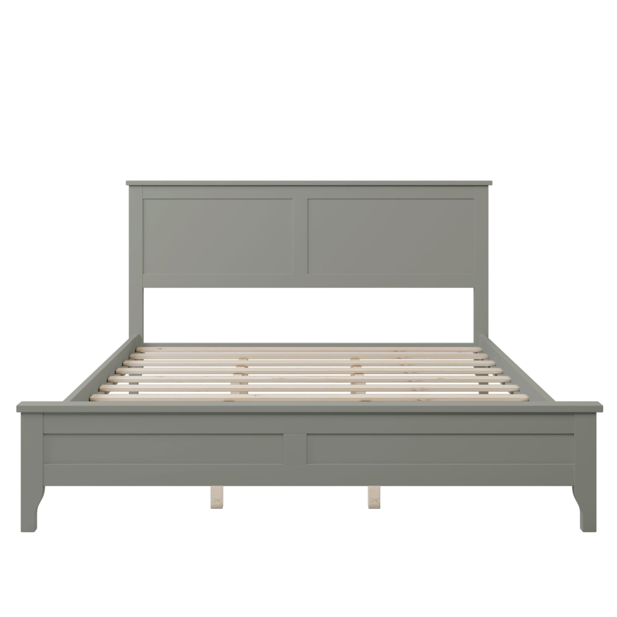 Gray Wooden Queen Size Platform Bed