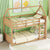 White Oak Twin Over Twin House Floor Bunk Bed with Headboards, Footboards, Guardrails, and Ladder