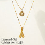 Load image into Gallery viewer, 2pc 14k Diamond Letter Initial Necklaces
