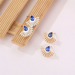 Load image into Gallery viewer, Art Deco Fan Earrings Boho Stud Earrings
