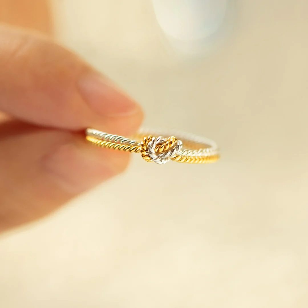 Angel Rope Knot Gold and Silver Ring