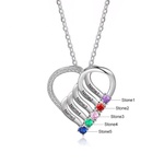 Load image into Gallery viewer, Personalized Name &amp; Birthstone Heart Striped Pendant Necklace
