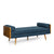 Navy Blue Mid-Century Modern Chaise Lounge with Button-Tufted Waffle Stitch