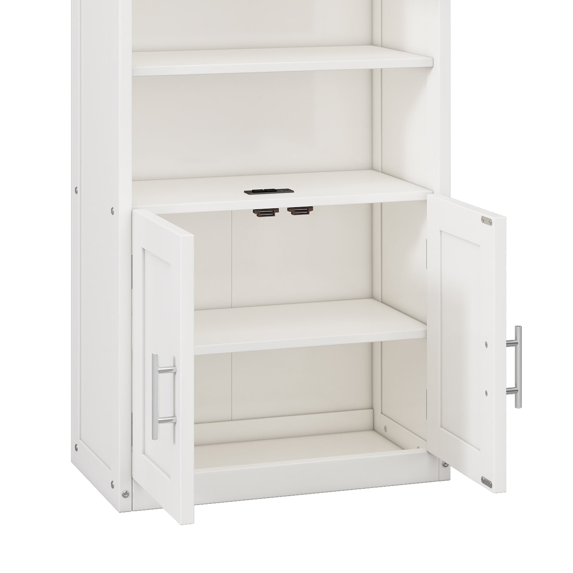 Queen Folding Murphy Bed with Two Side Cabinets in White