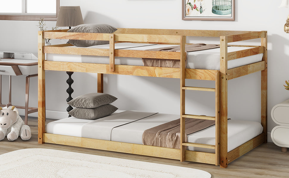 Solid Wood Twin Over Twin Loft Bed in Natural Finish