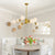 Modern 8-Light Gold Chandelier with White Glass Globe Shades