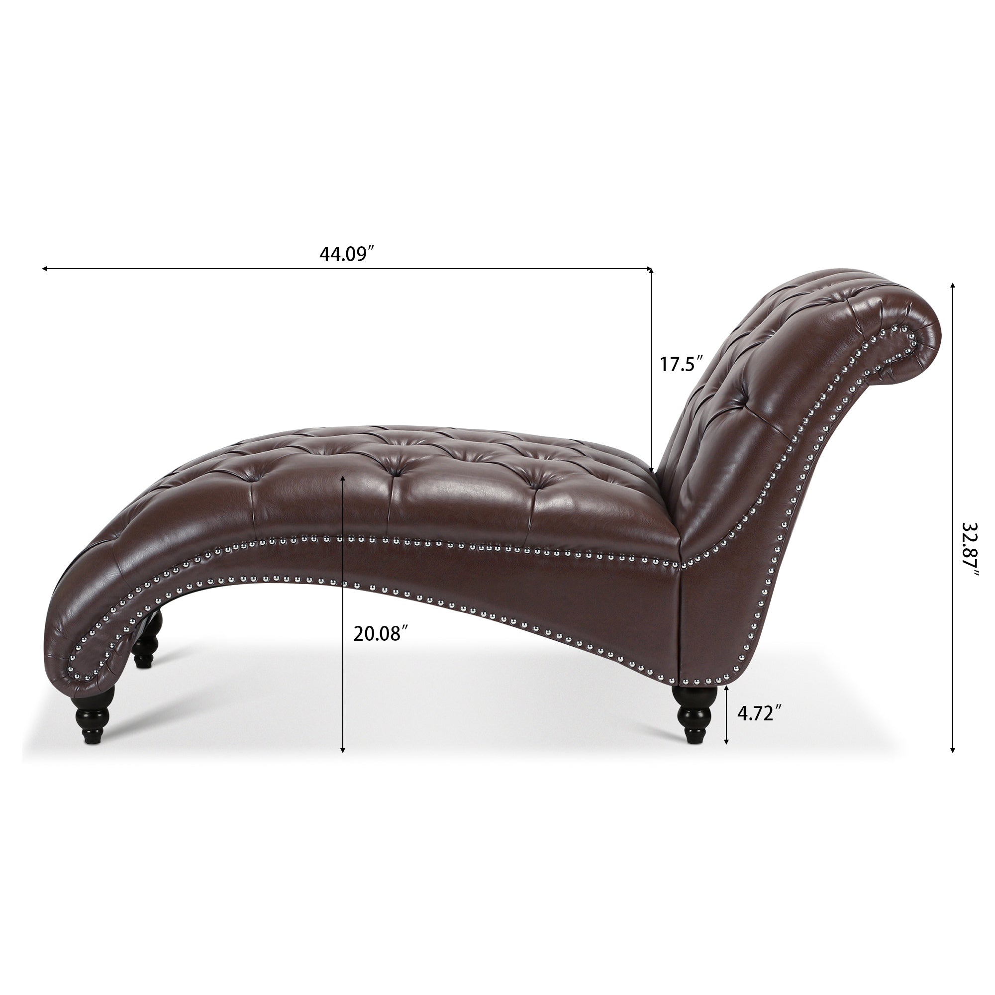 Dark Brown Faux Tufted Armless Chaise Lounge