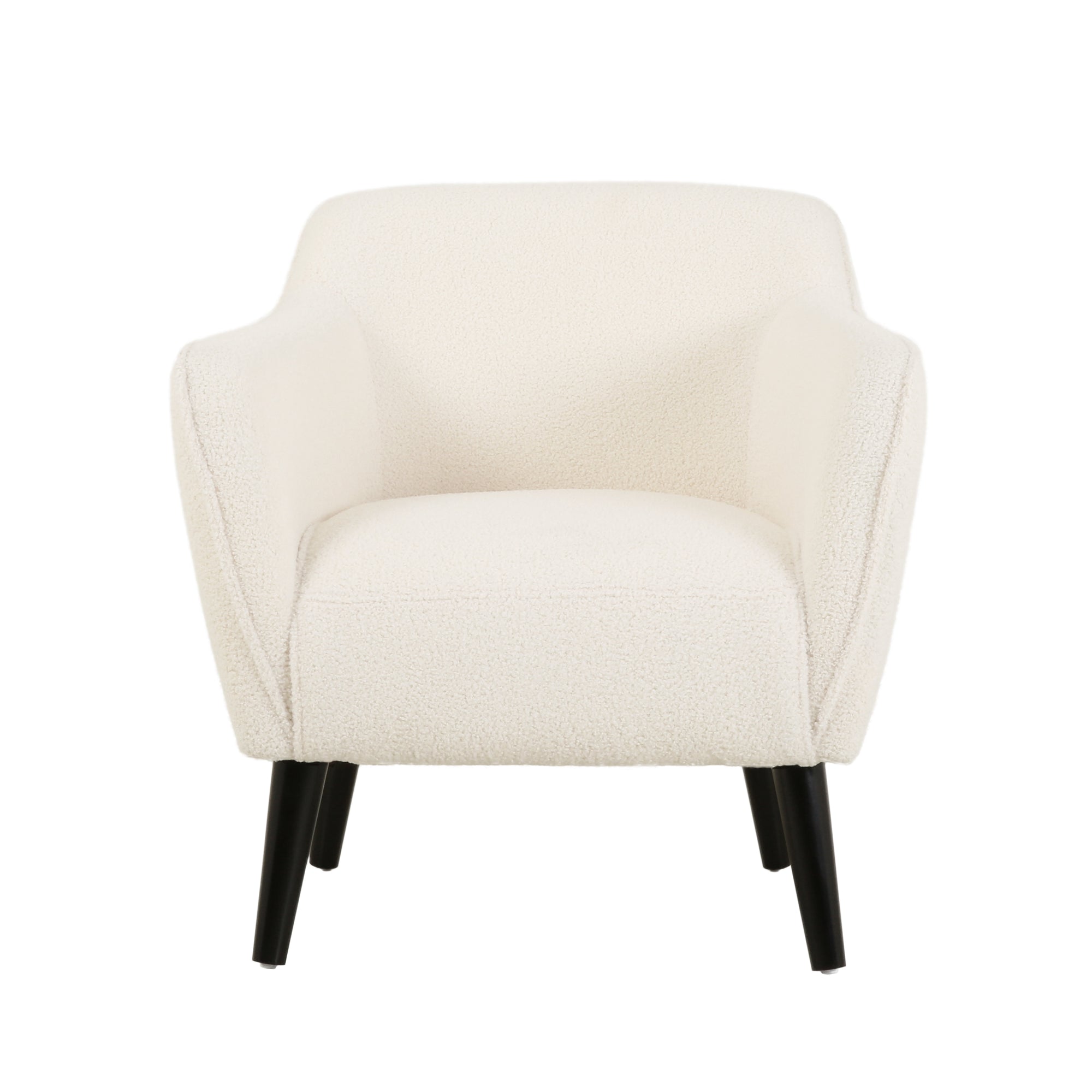 Stylish Upholstered Armchair In Ivory Fabric