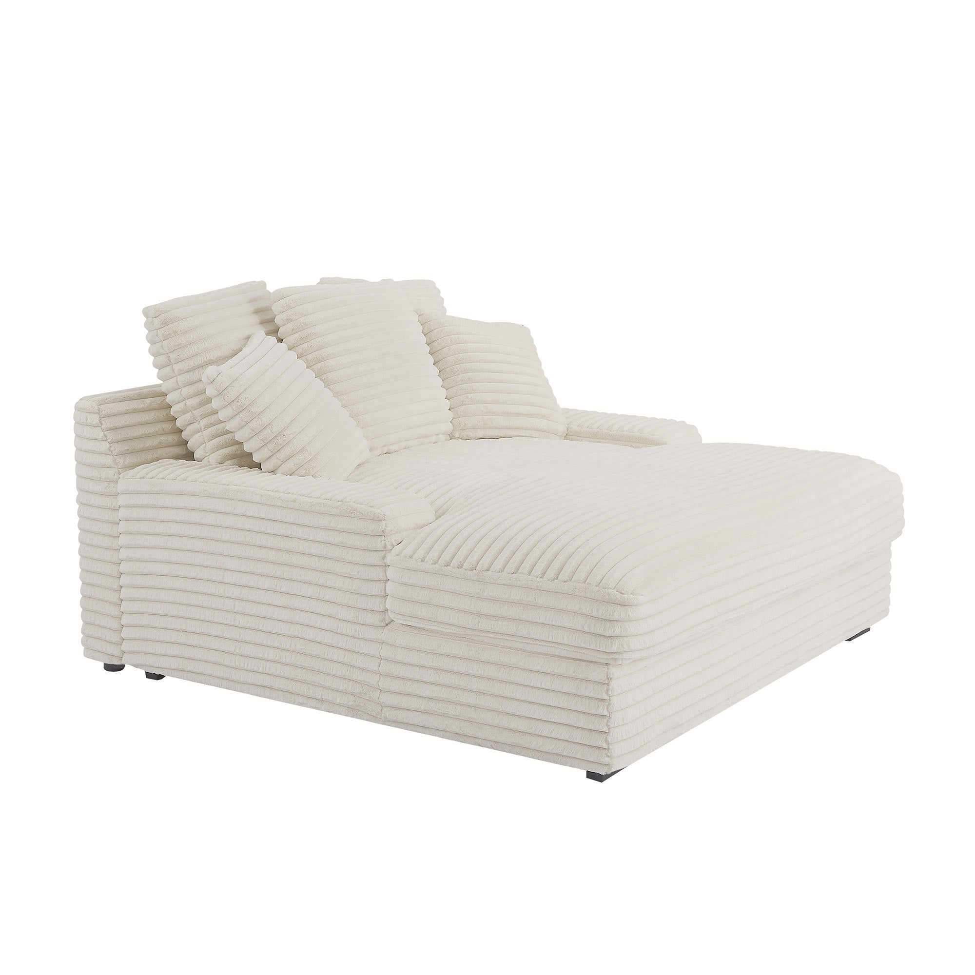 Modern Beige Corduroy Double Sleeper Sofa