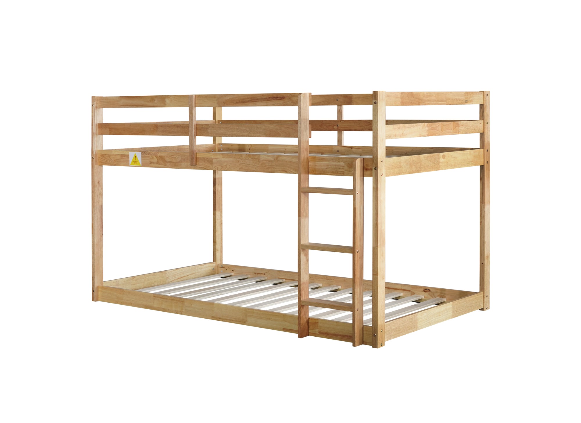 Twin Over Twin Rubber Wood Loft Bed with Ladder in Natural Finish