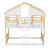 Twin Over Twin House Bunk Bed with Roof, Window, and Door in Natural and White Tones