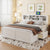 King Size Wood Platform Bed with Multi-storage Headboard and USB Ports In White