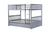 Gray Full Over Full Rubber Wood Bunk Bed with Trundle, Ladder, and Guardrails