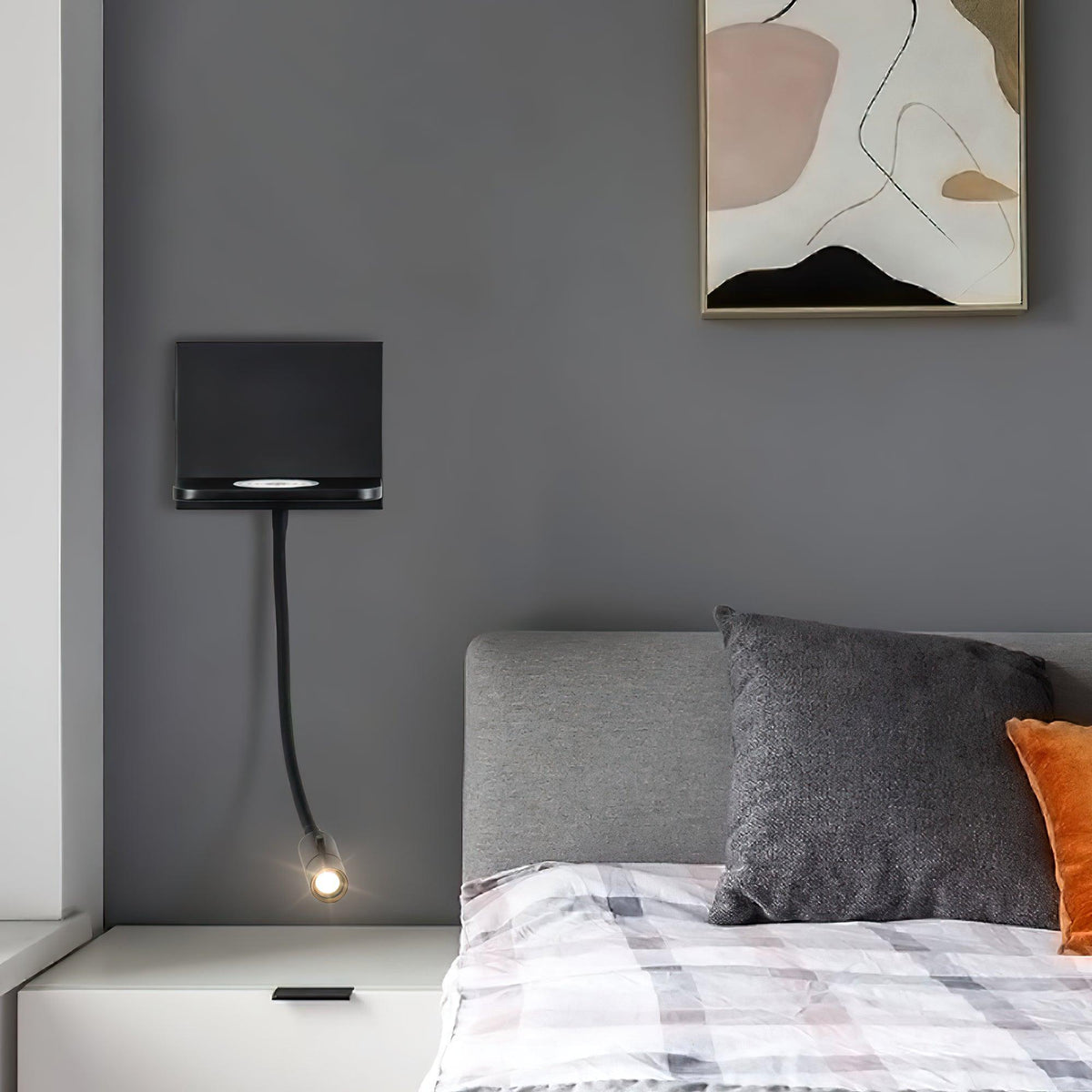 Curved Brushed Metal Contemporary Wall Light