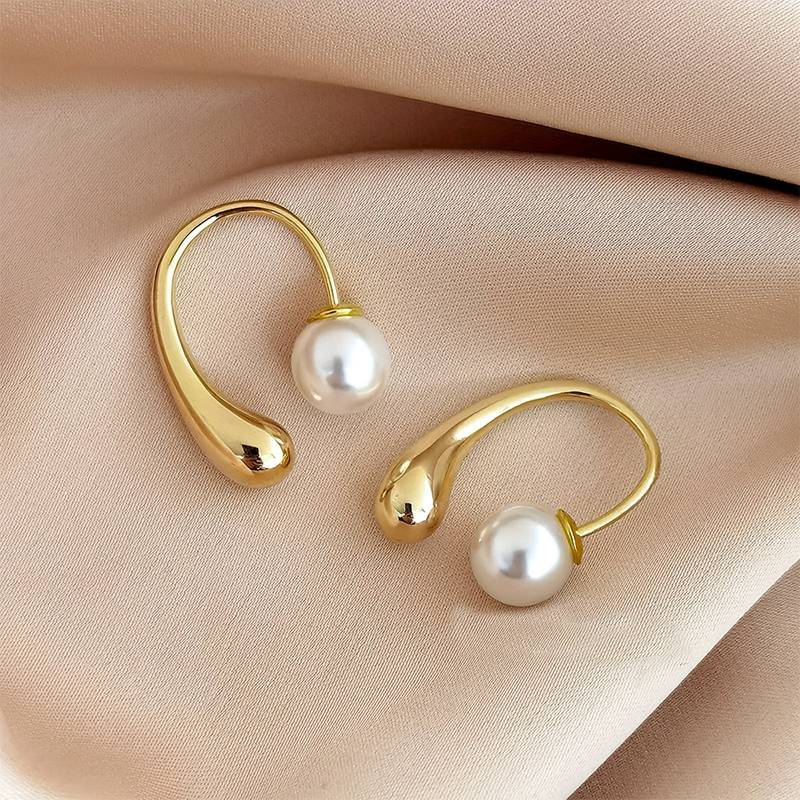 Pearl Water Drop Earrings Teardrop Earrings with Pearl Clasp