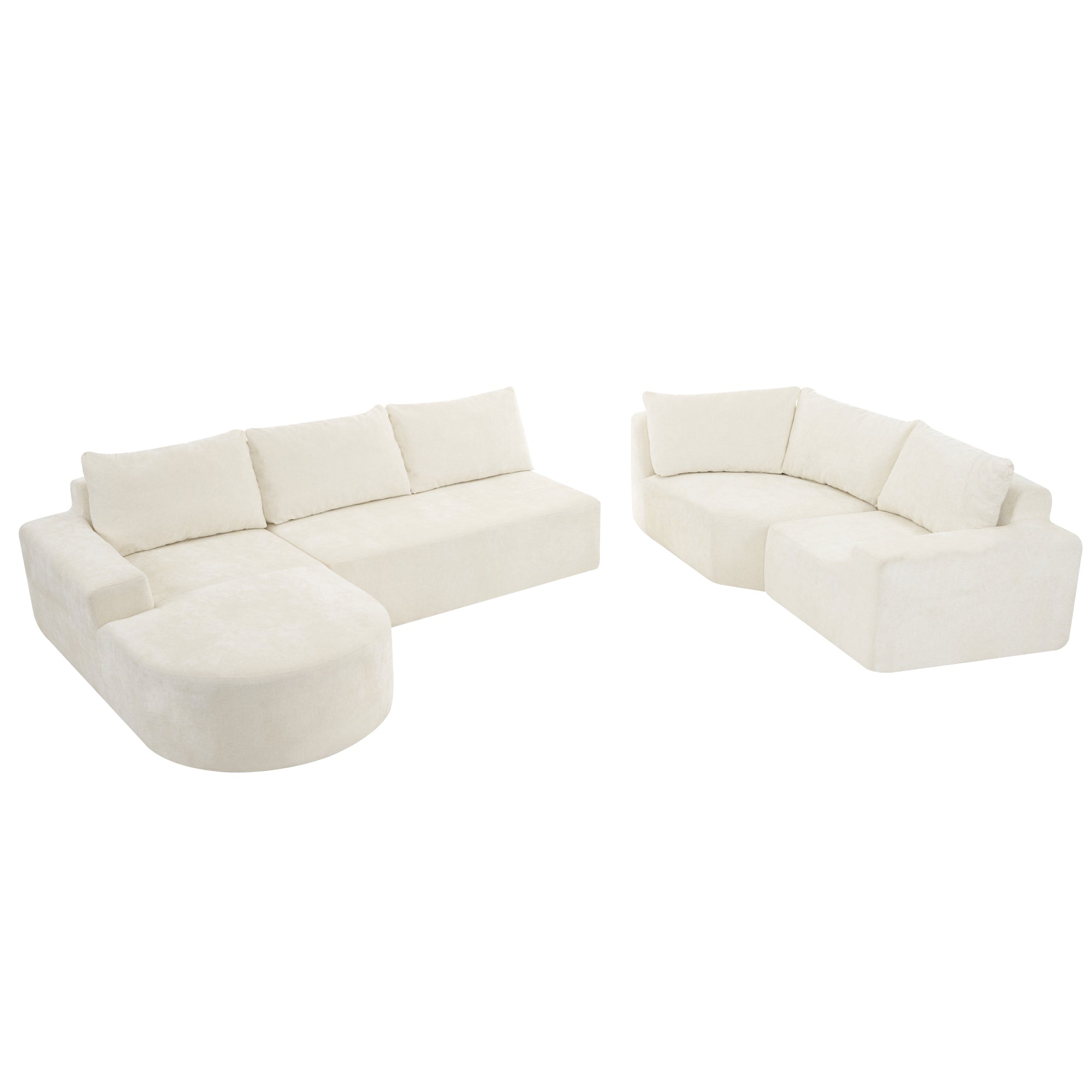 Amalfi Modular Chenille Sectional Sofa in Beige