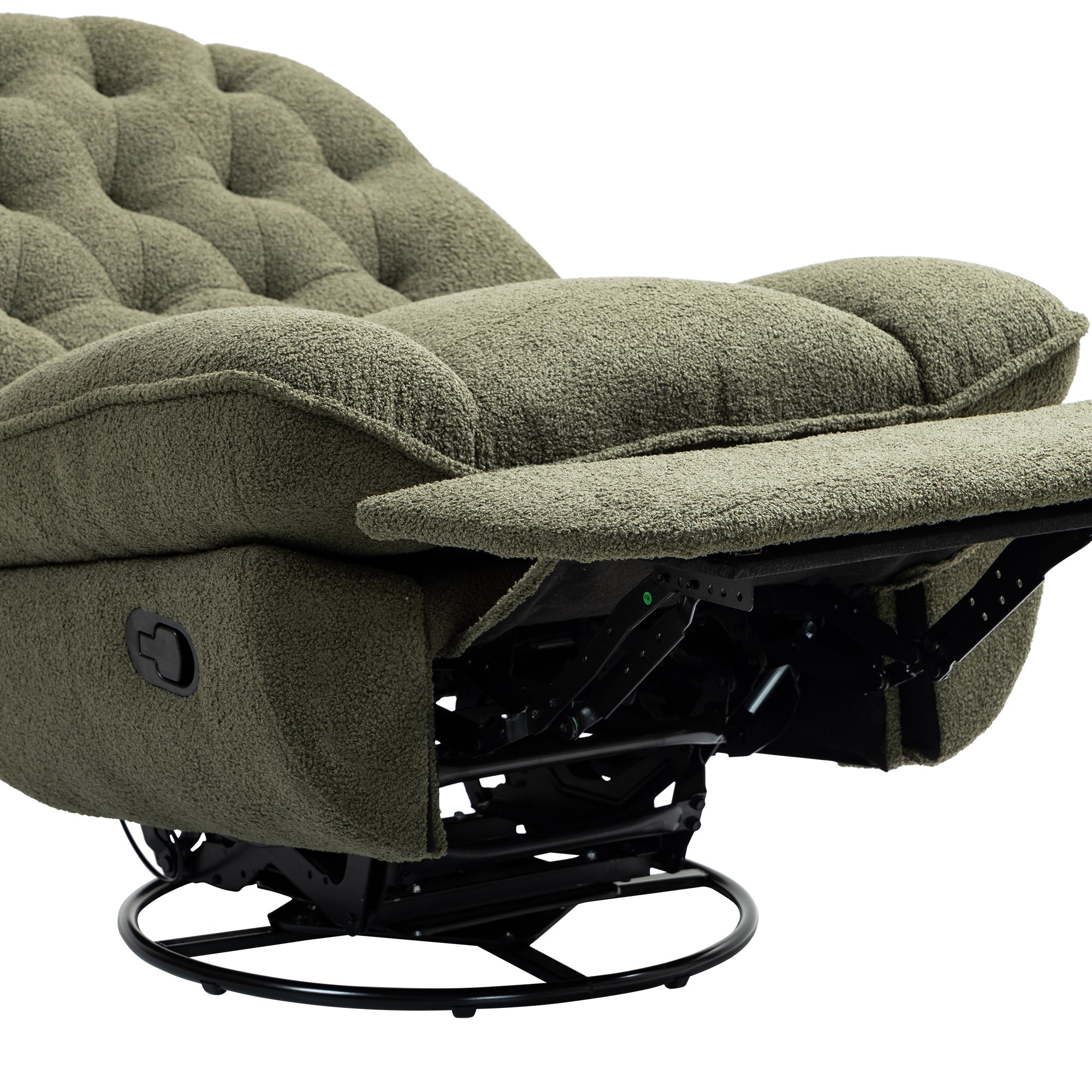 Army Green Upholstered Push-Back Recliner with Glider & Swivel