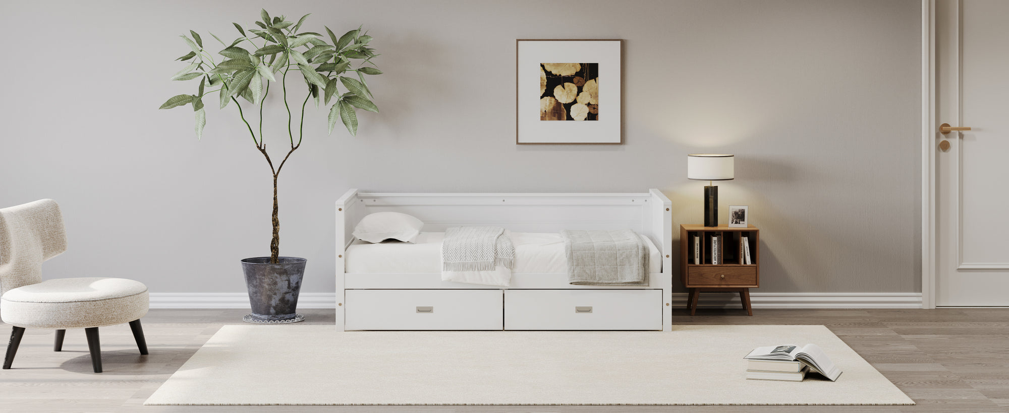 Twin Wooden Daybed with Storage Drawers