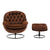 Brown Velvet Upholstered Chair with Ottoman