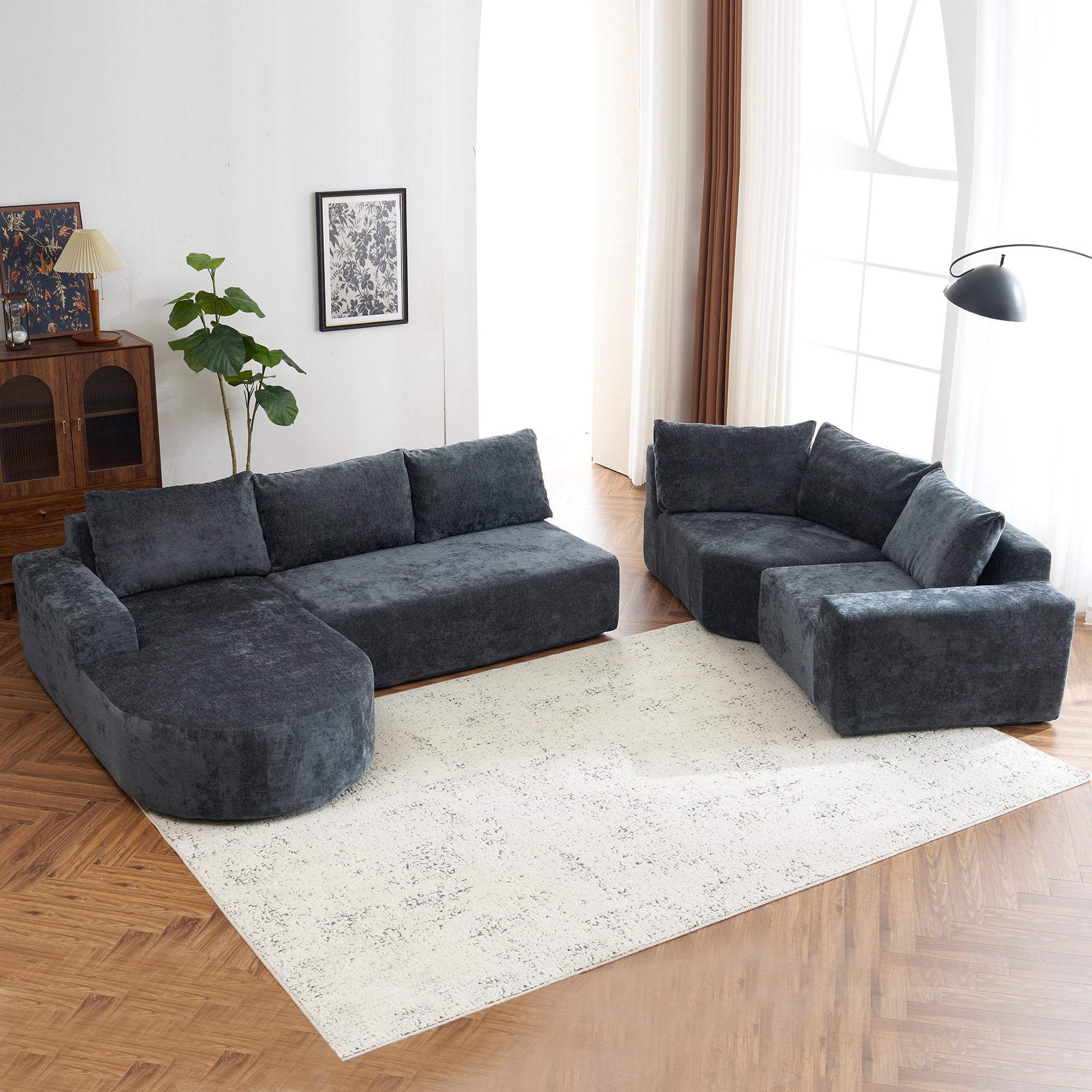 Amalfi Modular Chenille Sectional Sofa in Gray