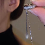 Load image into Gallery viewer, Ear Cuffs for Non Pierced Ears With Sparkly Tassels in Silver
