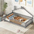 Twin House-Shaped Bedside Toddler Floor Bed with Guardrails and Door in Gray