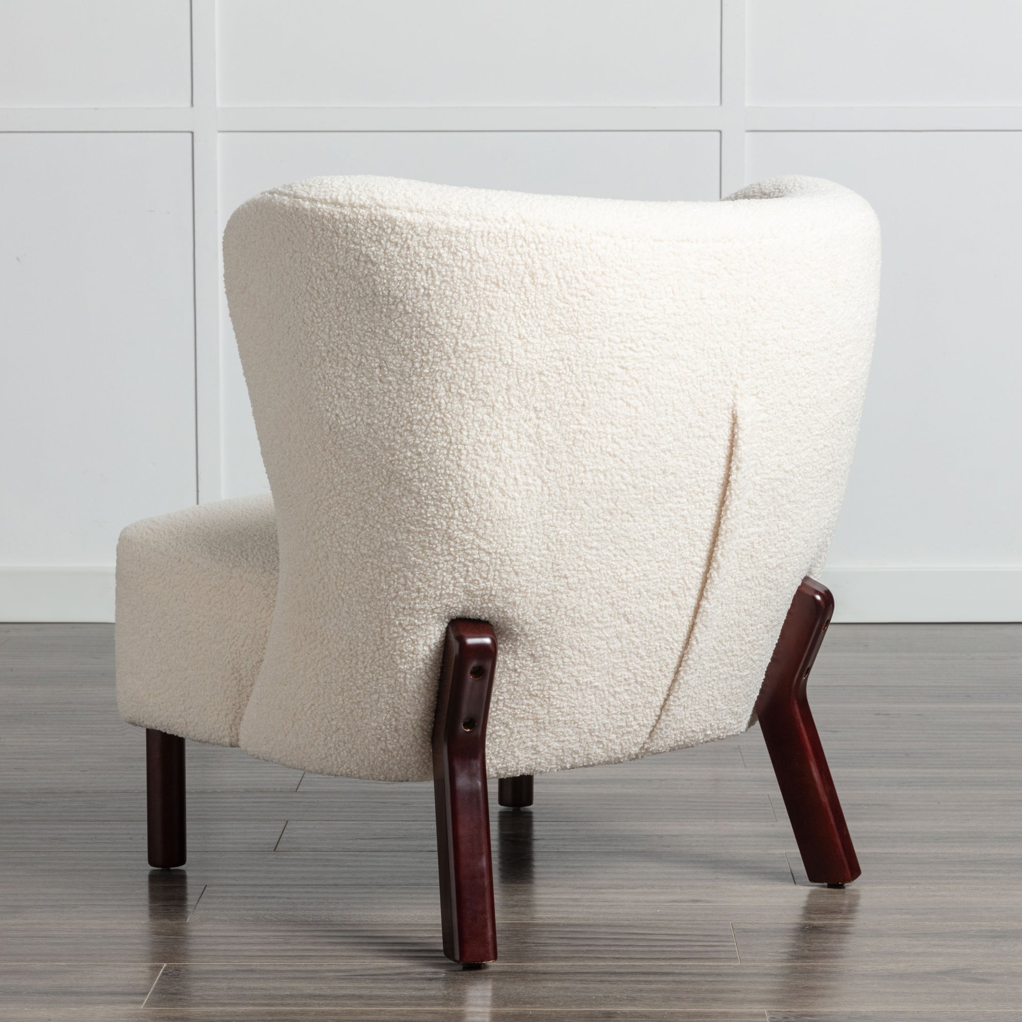 Armless Cream Sherpa Tufted Accent Chair