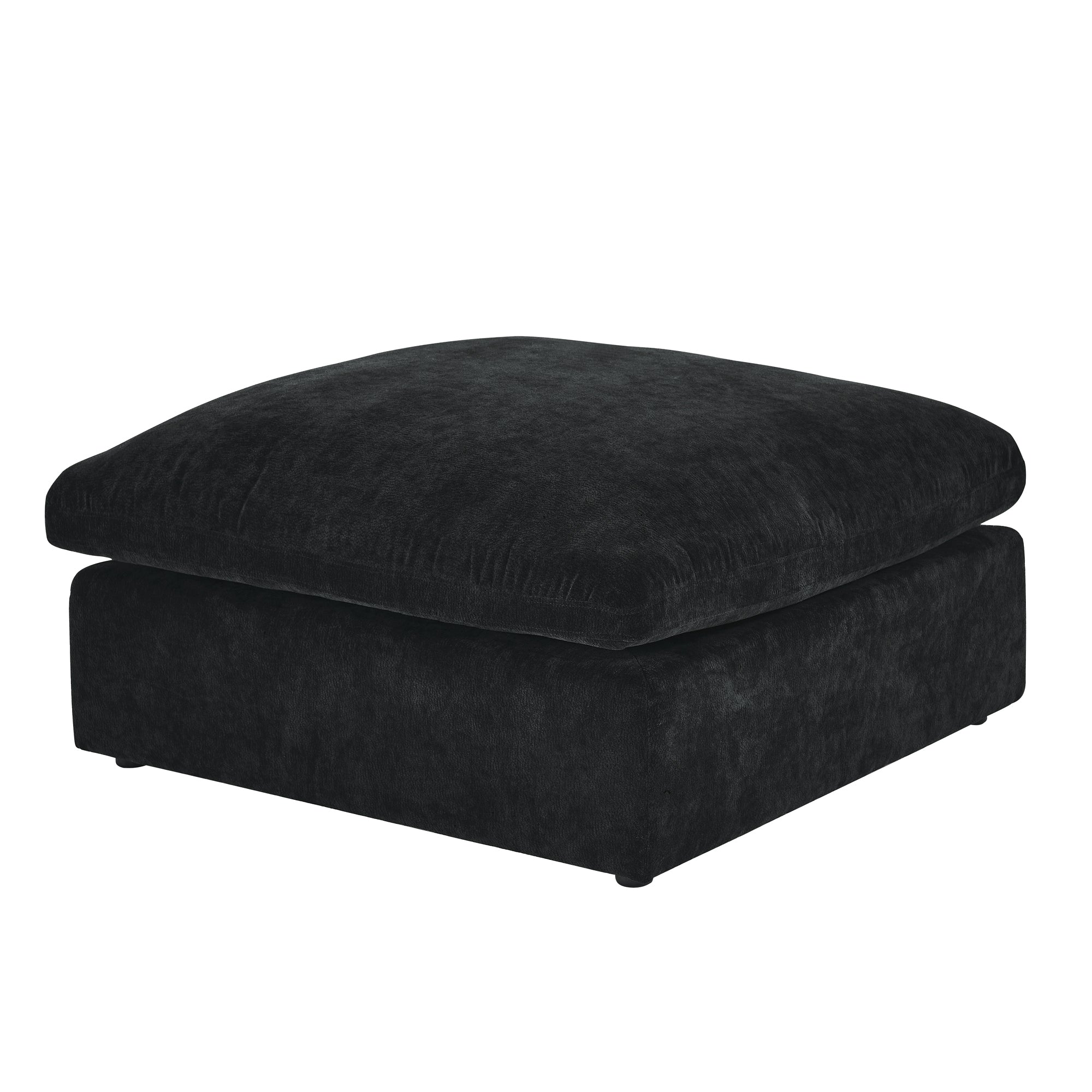 Ababa Chenille L-Shaped Sectional Sofa in Black