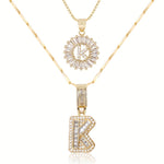 Load image into Gallery viewer, 2pc 14k Diamond Letter Initial Necklaces
