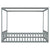 Full Size Canopy Frame Floor Bed with Fence and Guardrails in Gray