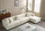 Beige Velvet L-Shaped Sectional Sofa with Tufted Upholstery & Chaise