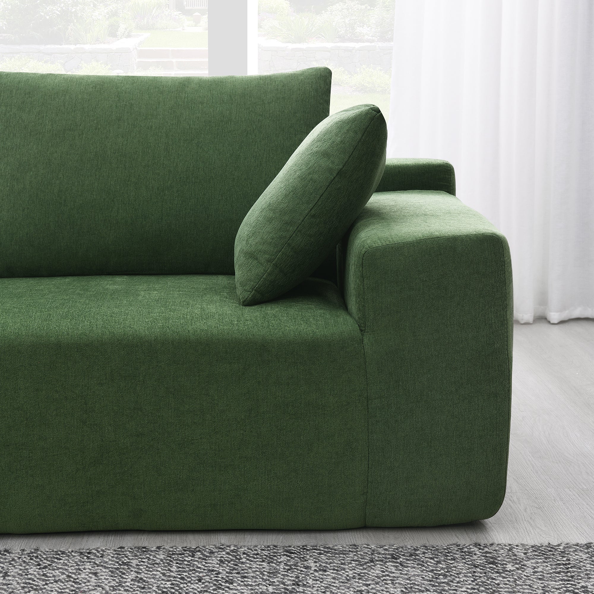 Addis 4-Seat Modular Convertible Sofa in Green