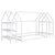 Twin Size Wood House-Shaped Floor Bed with Storage Shelf and Hanger in White