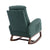 Modern Glider Rocking Chair with Side Pocket and High Back in Emerald Linen