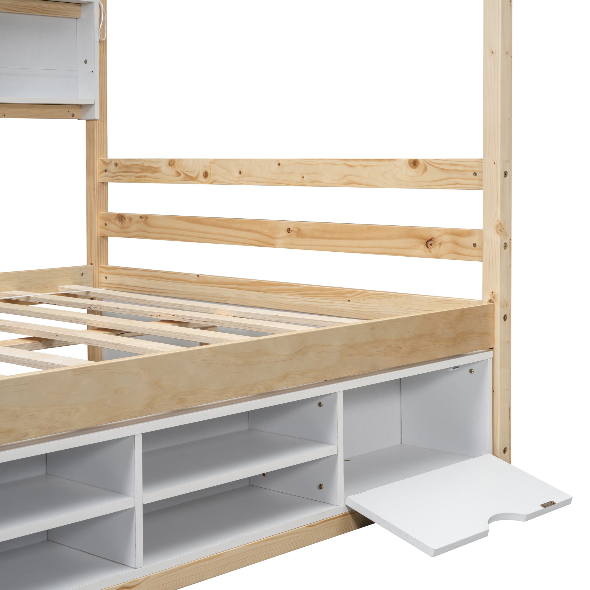 Full Size Bed with Roof, Bedside Shelves, and Under Bed Storage