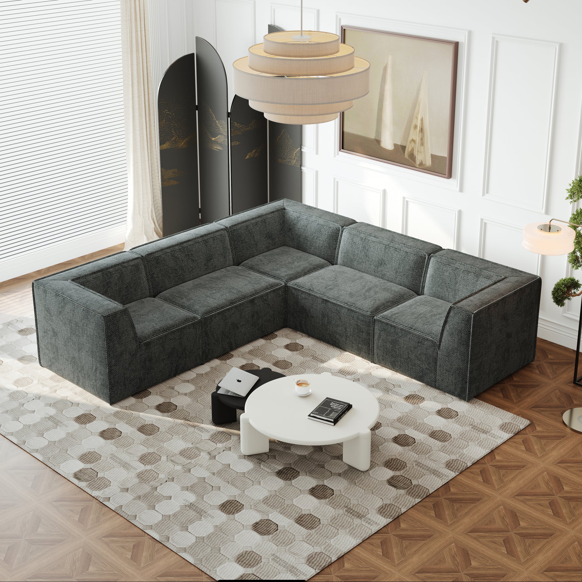 Kinshasa 5-Seat Modular Sofa in Green