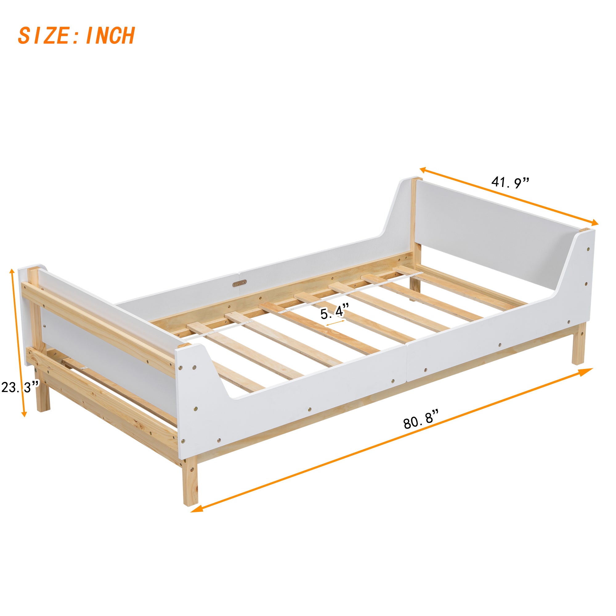 Twin Bed with Headboard, Footboard, Side Safeguards & Built-in Book Storage