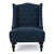 Upholstered Wingback Chair In Navy Blue Linen