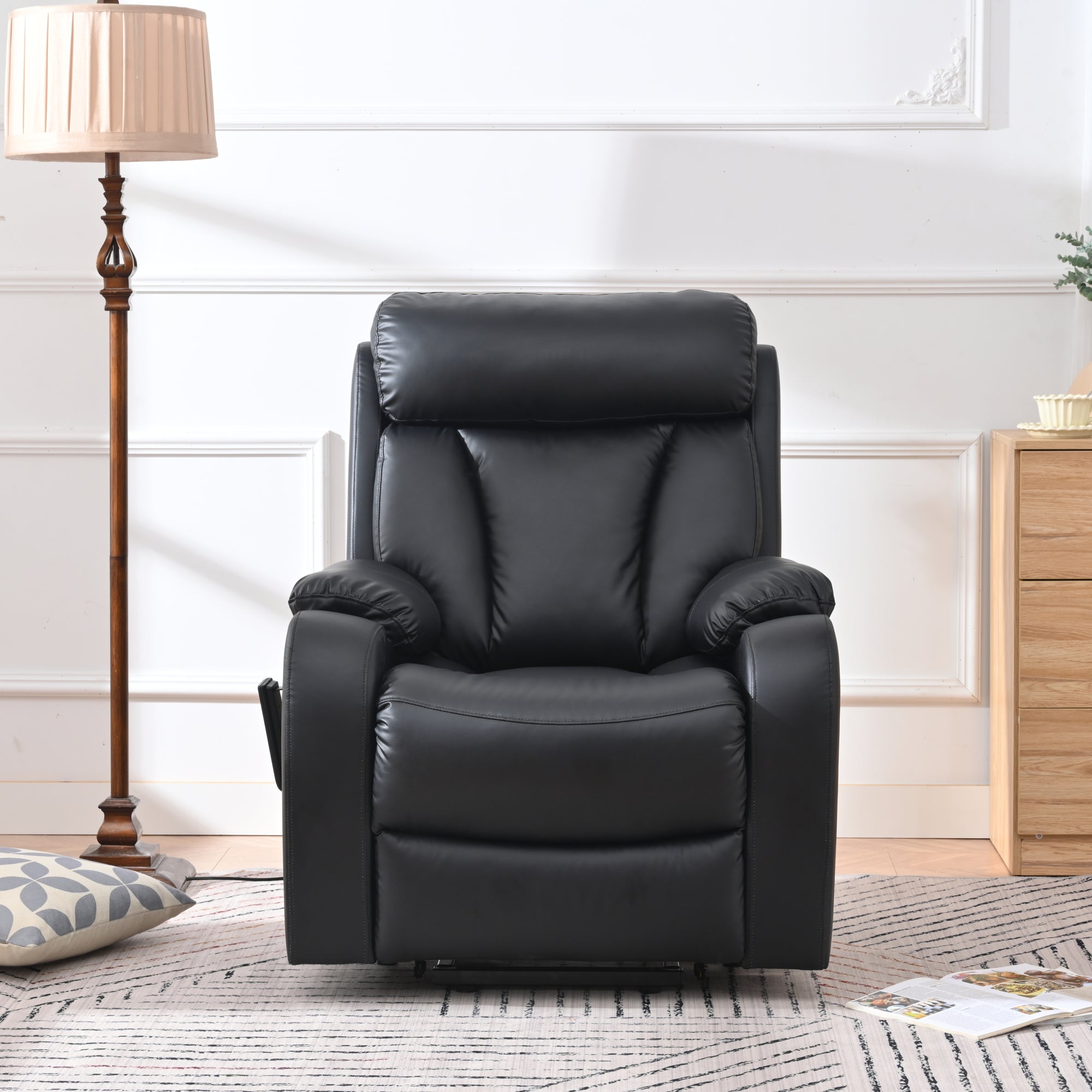 Black Electric Power Lift Recliner Chair With Remote Control