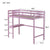 Pink Twin High Loft Bed with Built-in Desk, Rubber Wood Frame, and Safety Guardrail