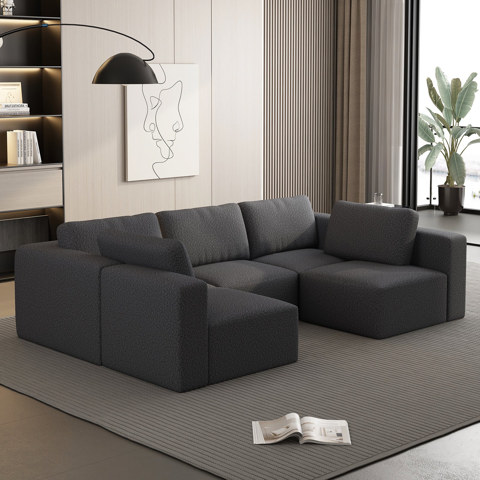 Kigoma 5-Seat Modular Sofa in Dark Gray