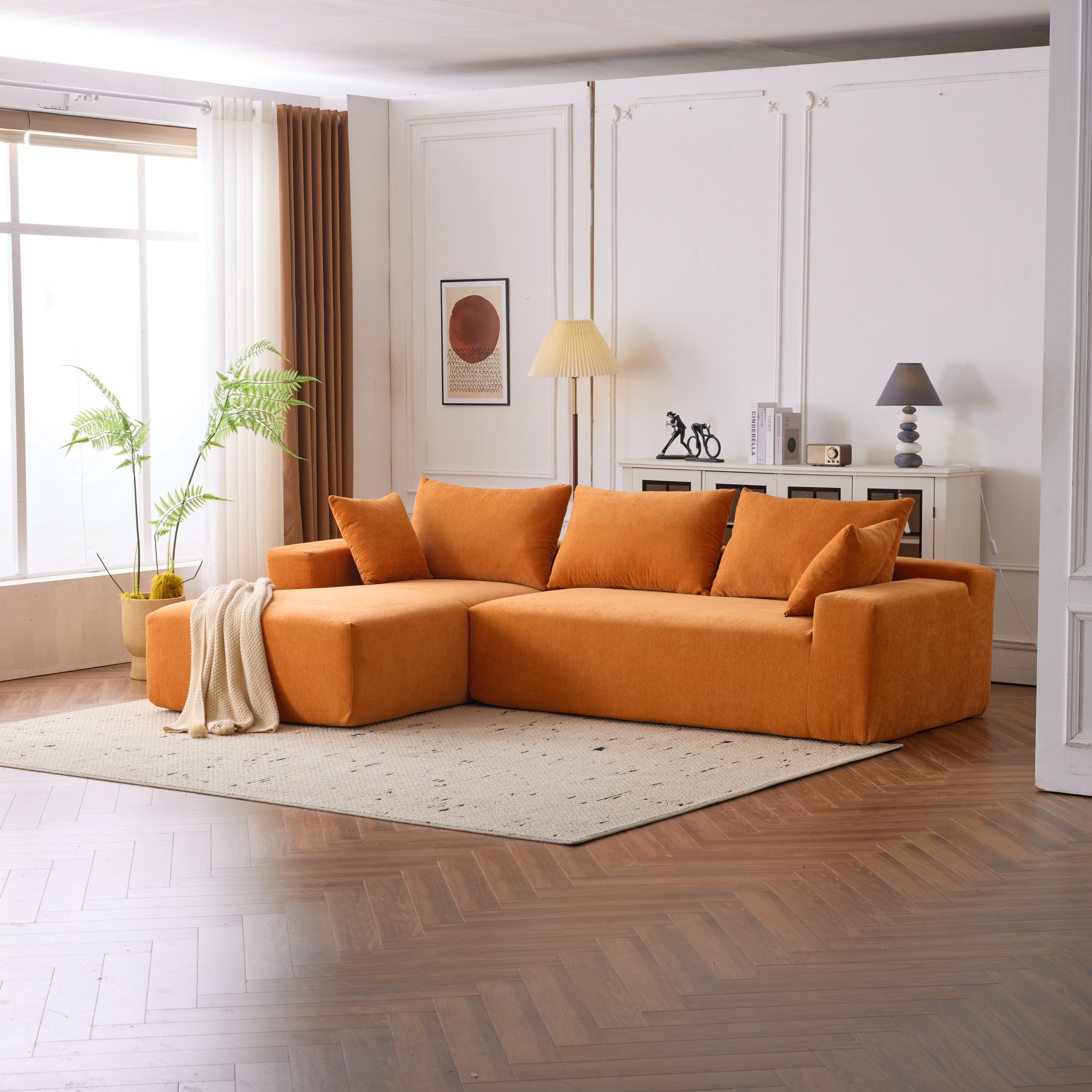 Dakar 4-Seat Minimalist Modular Sofa in Orange