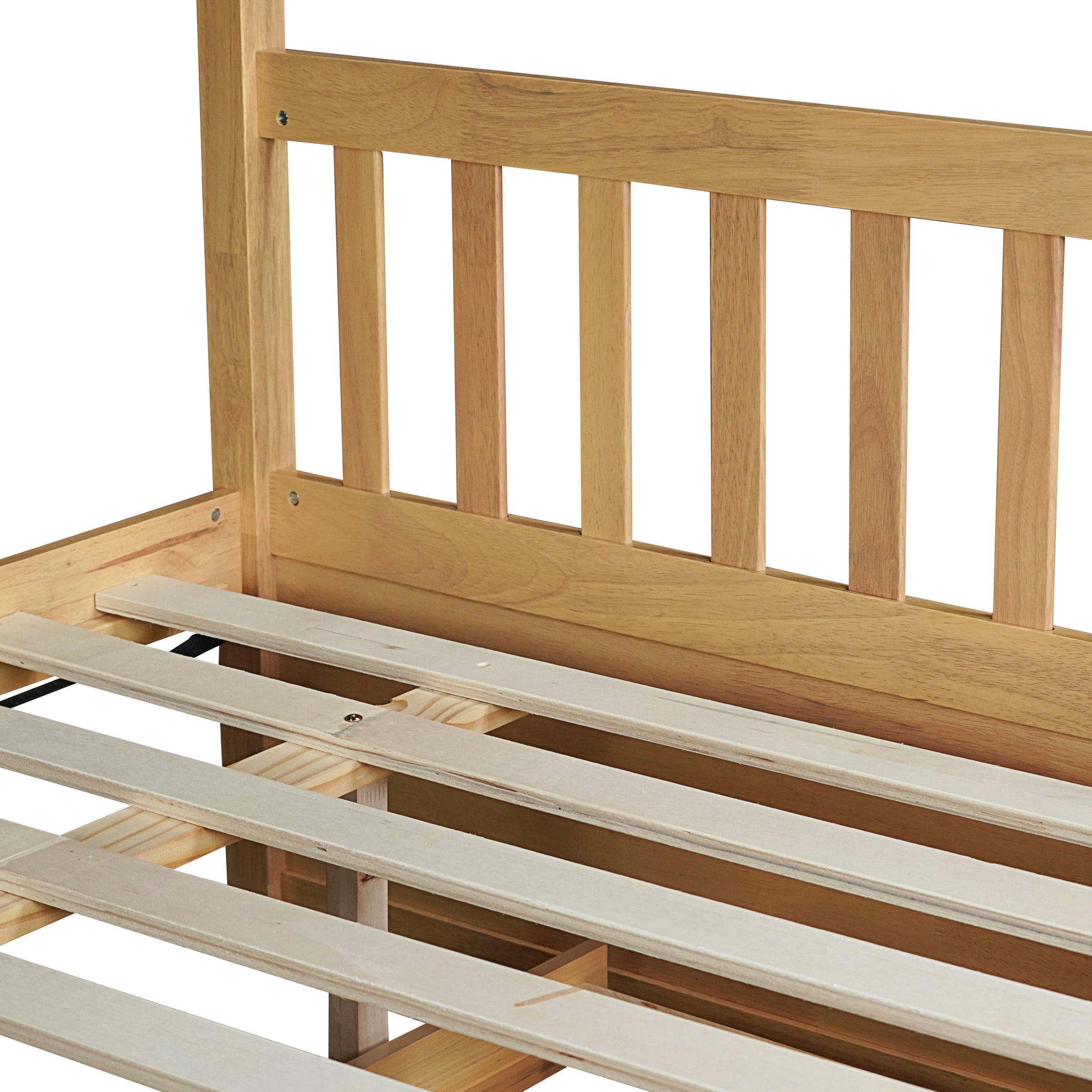 Full Over Full Twin Size Triple Bunk Bed with Ladders and Guardrails in White