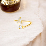 Load image into Gallery viewer, Adjustable Dainty Diamond Letter Initial Ring
