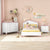 3-Pieces Bedroom Sets Twin Size Platform Bed With Nightstand And Storage Dresser Crafted From Solid Wood In White Pink