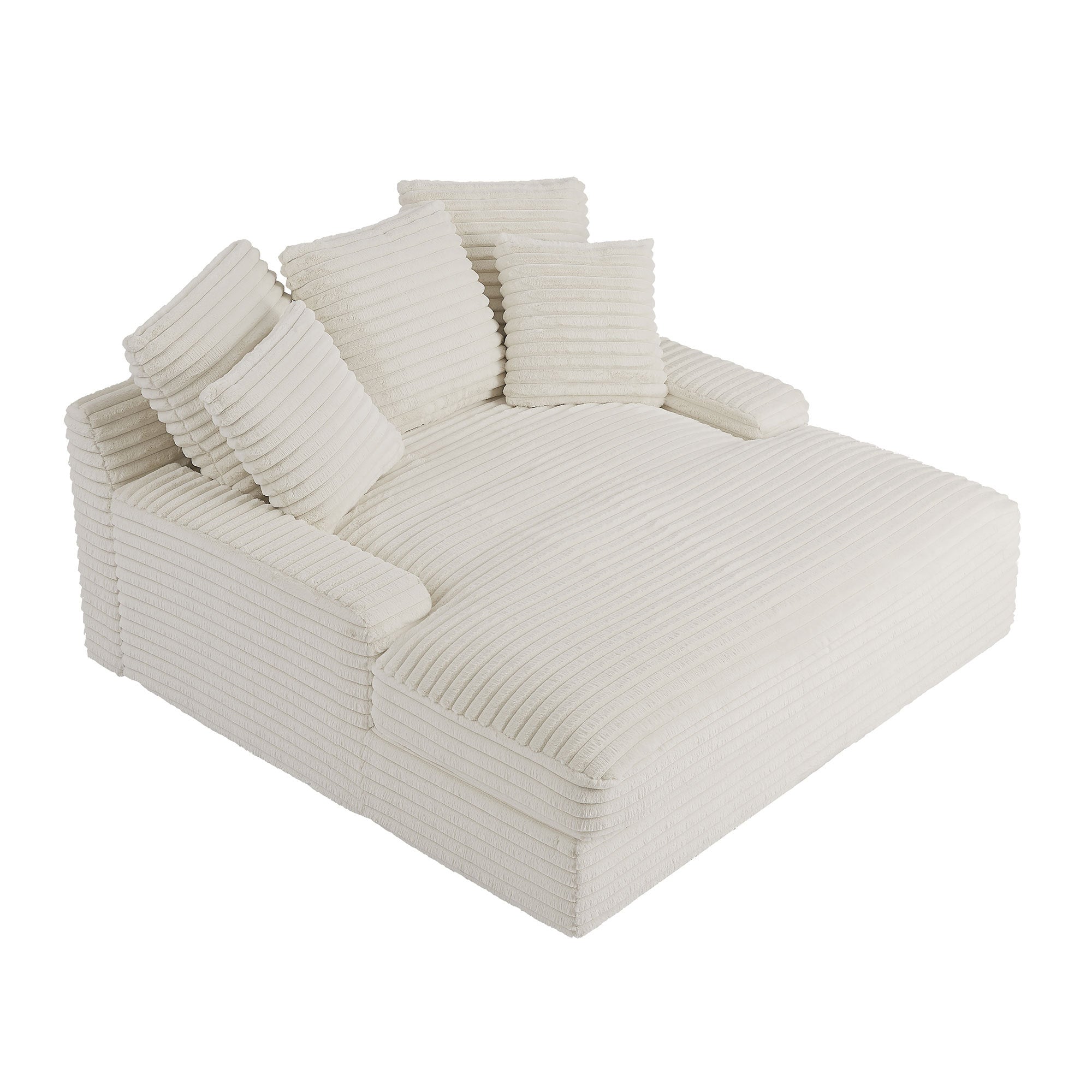 Modern Beige Corduroy Double Sleeper Sofa