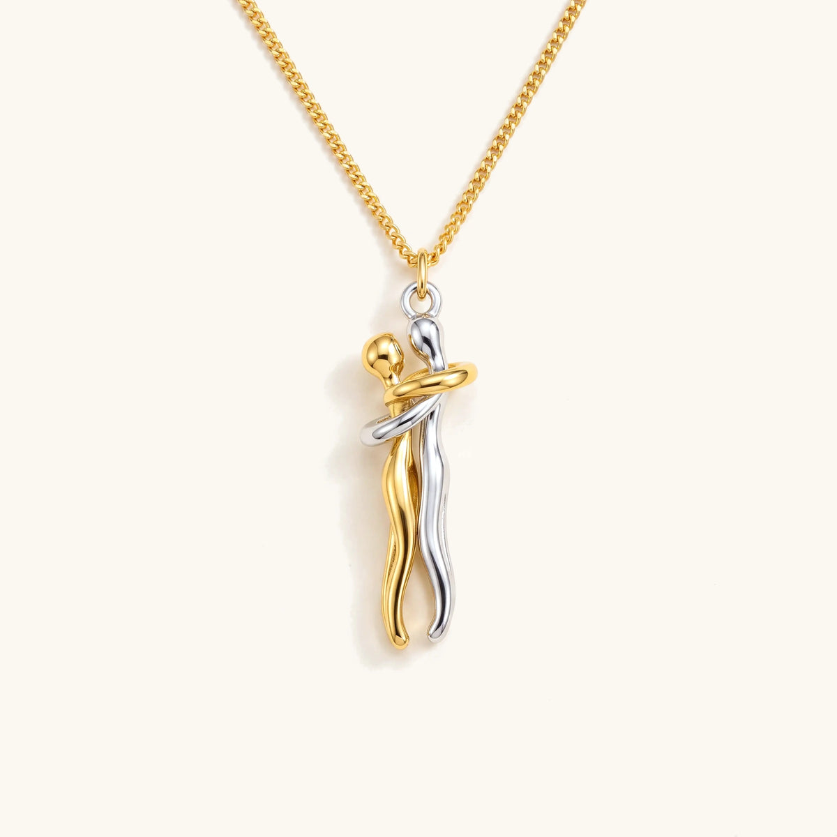 Bonding hug necklace in gold and silver