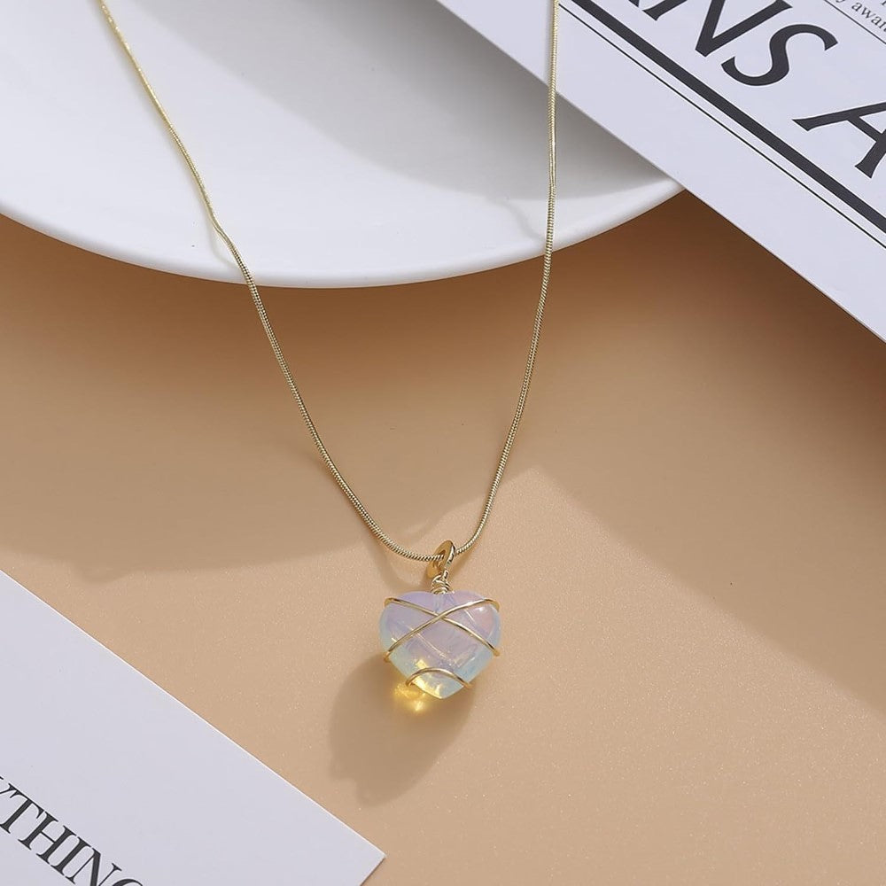Heart Gemstone Necklace Princess Heart Necklace