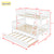 White Twin Over Full Rubber Wood Bunk Bed with Trundle, Detachable Ladder, and Guardrails